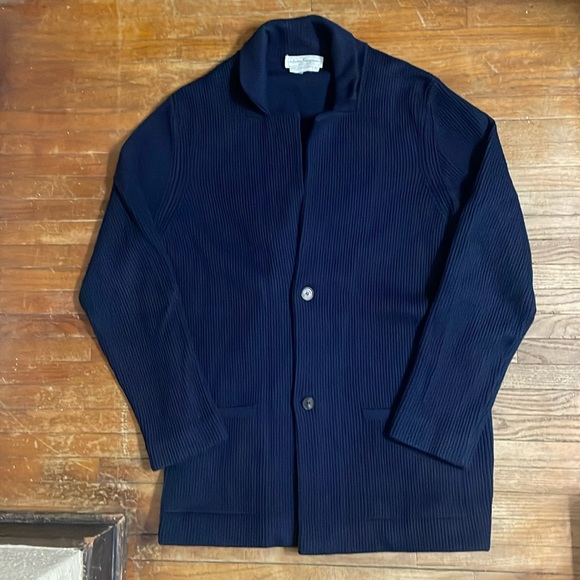 Ferragamo navy blue, wool cardigan sweater, size XL - Picture 1 of 6